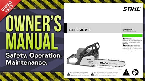 Read and follow all safety precautions in Instruction Manual improper use can cause serious or fatal injury. . Stihl ms250 manual